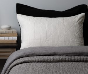 Amity home marshall quilt in ivory   geometric quilted pattern