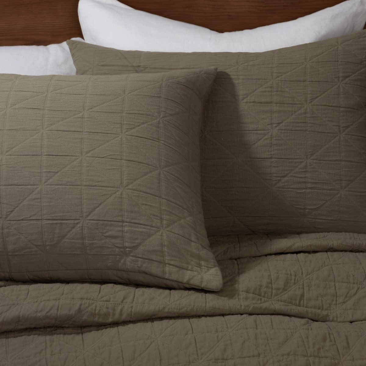 Amity home marshall quilt in laurel   geometric stitched texture