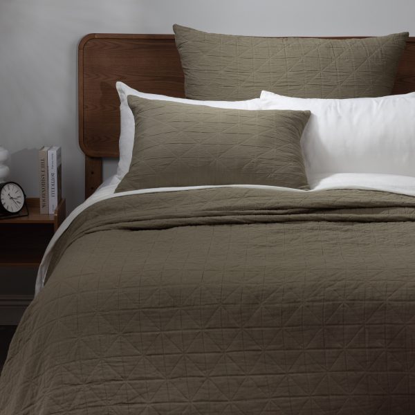 Amity Home Marshall Quilt in Laurel - Geometric Quilted Pattern