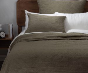 Amity home marshall quilt in laurel   geometric quilted pattern