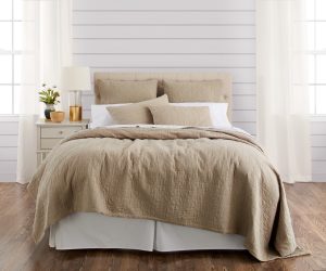 Amity home marshall quilt in taupe   geometric quilted pattern