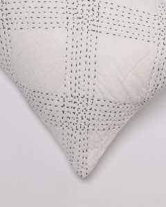 Amity home callahan quilt indigo stitching on white   hand stitched texture