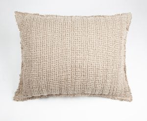 Amity home trawick linen sham in natural   textured weave with fringed edge
