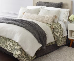 Amity home lyon quilt in kale   green damask pattern