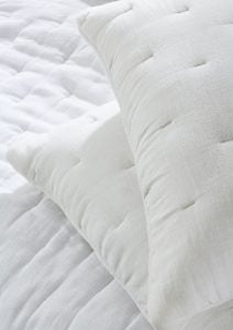 Amity home mesa linen  velvet quilt in ivory   channel quilted linen texture