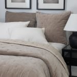 Amity home mesa linen  velvet quilt in mushroom   tufted velvet texture
