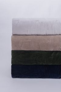 Amity home mesa linen  velvet quilt in mushroom   stacked soft velvet