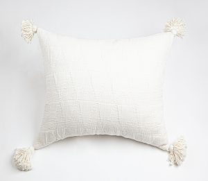 Amity home zion sham in ivory euro   tasseled corners