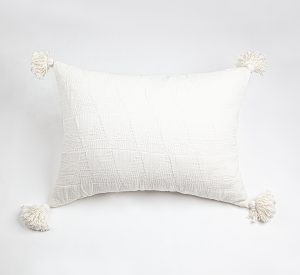 Amity home zion sham in ivory   tasseled corners