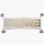 Amity home tate x long bolster in oyster   greek key embroidery