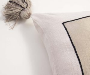 Amity home tate x long bolster in oyster   decorative tassel detail
