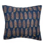 Amity home mira indigo euro sham   block print leaf pattern