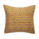 Amity home mira sham euro in mustard gold   quilted indigo block print