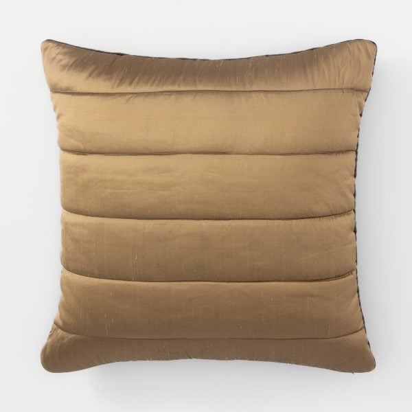 Amity home alexandra silk  velvet sham in ochre   channel stitched texture