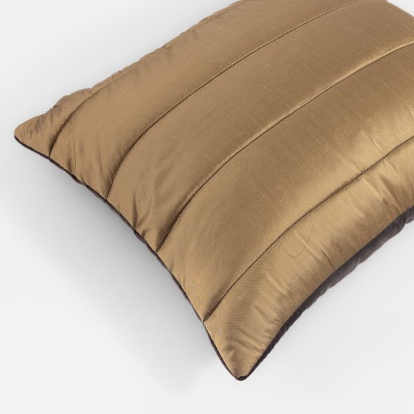 Amity home alexandra silk  velvet sham in ochre   horizontal channel quilting