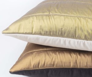 Amity home alexandra silk  velvet sham in lemongrassivory   channel stitched silk