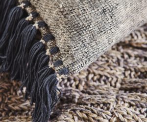 Amity home esther super throw in heathered grey   slub weave with tassels