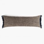 Amity home esther x long bolster in charcoal brown   textured weave with tassels