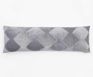 Amity home ainsley x long bolster in limestone   geometric velvet pattern