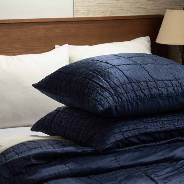 Amity home madison quilt in indigo   crinkled quilted texture