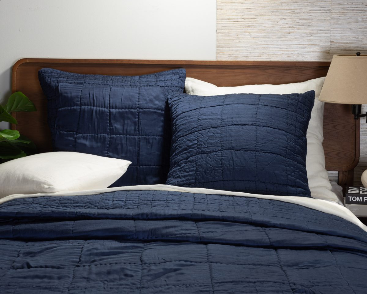 Amity home madison quilt in indigo   crinkled texture