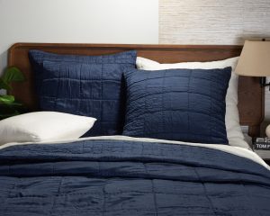 Amity home madison quilt in indigo   crinkled texture