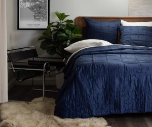 Amity home madison quilt in indigo   textured crinkle design