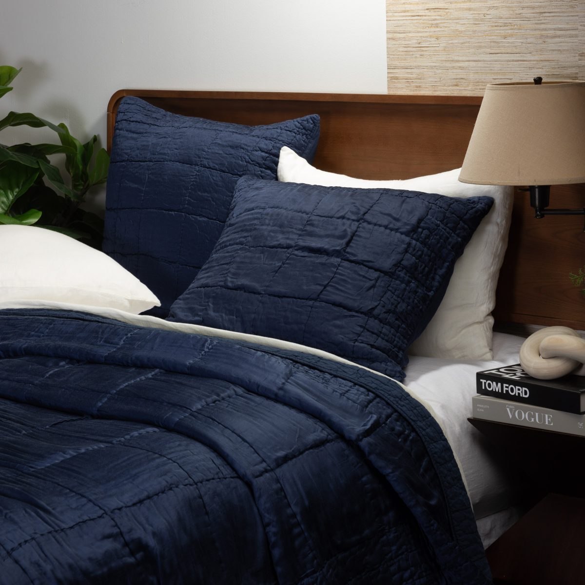 Amity home madison quilt in indigo   crinkled texture