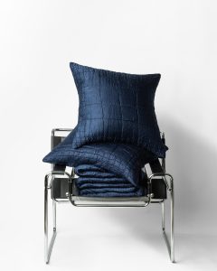 Amity home madison quilt in indigo   crinkled grid texture