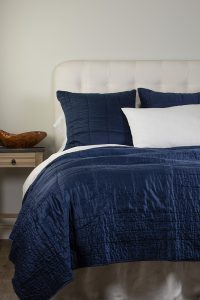 Amity home cash quilt in indigo   crinkled texture