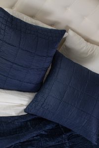 Amity home cash quilt in indigo   crinkled texture
