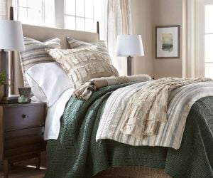 Amity home slade quilt in kale   textured quilted pattern