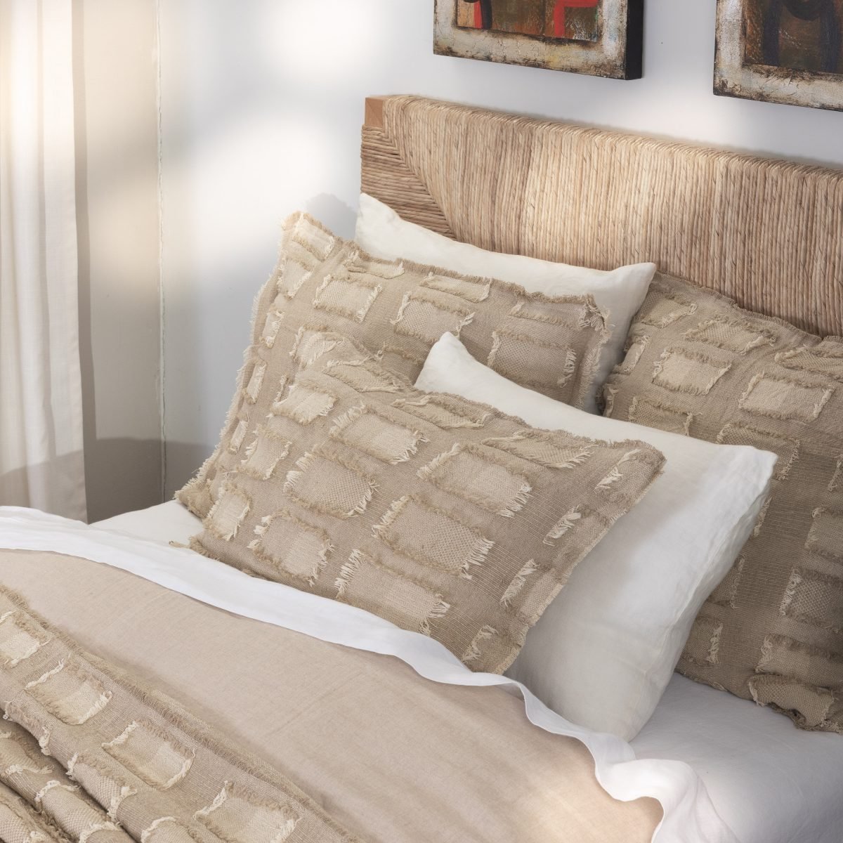 Amity home hamilton coverlet in natural   fringed square texture