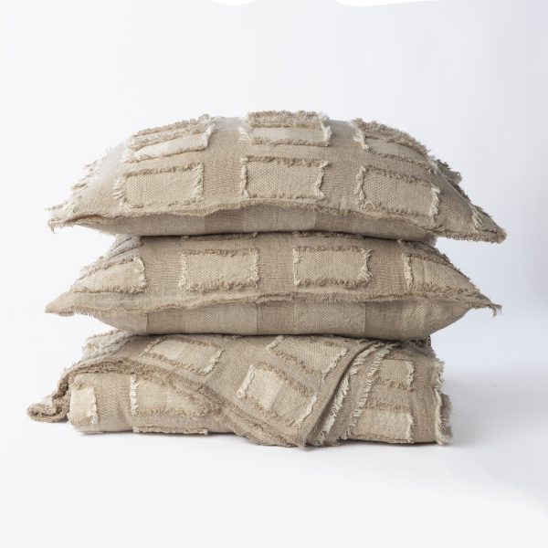 Amity Home Hamilton Coverlet in Natural - Textured Fringed Squares
