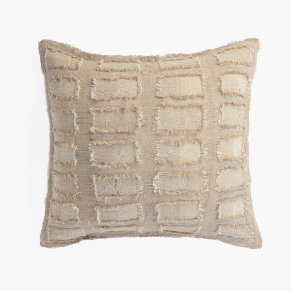 Amity home hamilton sham euro in natural   frayed patchwork texture