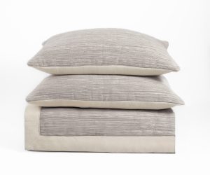 Amity home gill quilt in grey   textured stripe design