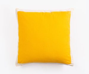 Amity home connor pillow in yellow   contrast border design