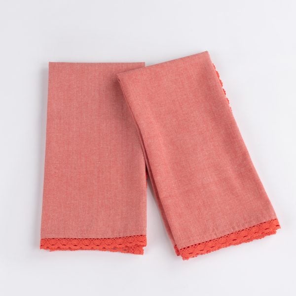 TEA TOWEL "LACE",RASPBERRY (2 PCS)