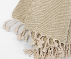 Amity home luke throw in olive   herringbone weave with tassels