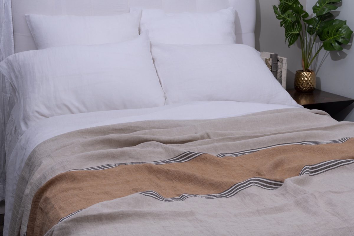 Larke, French Linen, Ochre, Super Throw - Image 2