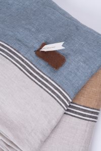 Amity home larke super throw in denim multi stripe   herringbone weave