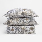 Amity home keating duvet cover in grey gold abstract   textured pattern