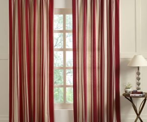 Amity home camden curtain in red striped   vertical stripes