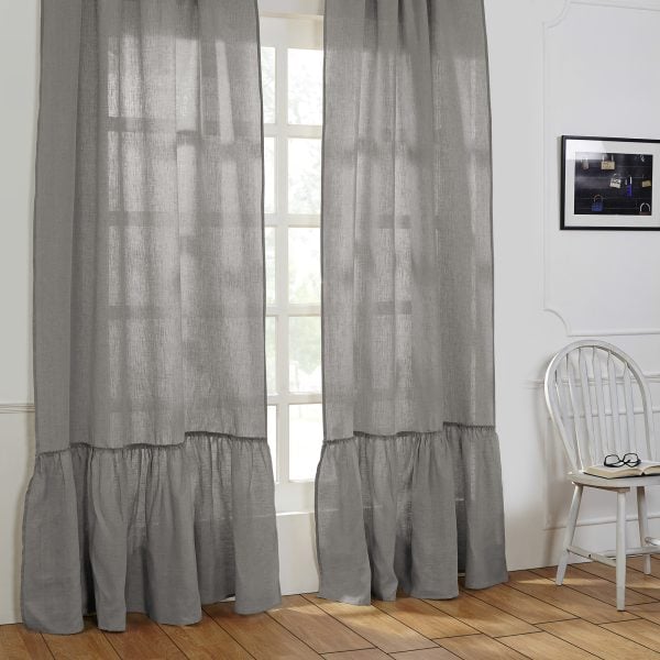 Caprice Linen Curtain, Ash Grey