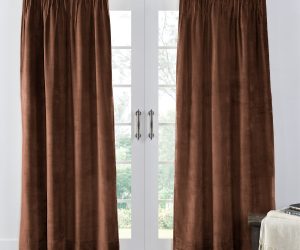 Amity home lia velvet curtain in copper   elegant pinch pleat design