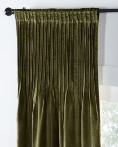 Amity home lia velvet curtain in cypress   pleated velvet texture