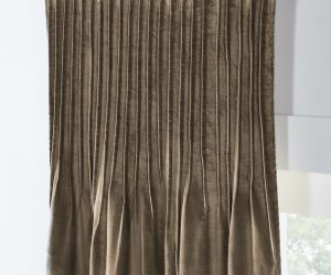 Amity home lia velvet curtain in tobacco   pleated velvet texture