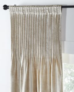 Amity home lia velvet pleated curtain in oyster   vertical pleats