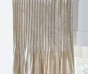 Amity home lia velvet pleated curtain in oyster   vertical pleats
