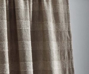 Amity home rugby curtain in natural   textured horizontal stripes